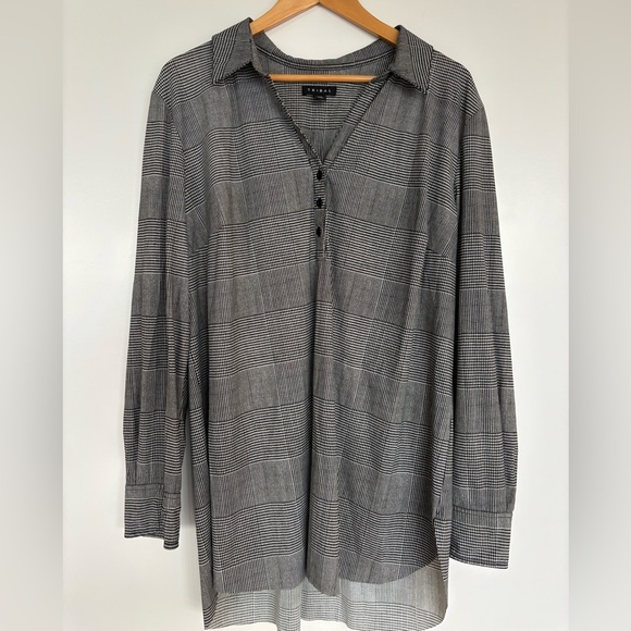 TRIBAL 24” PTP Long Checkered Shirt, Grey, Black and White, Size XL. - Picture 2 of 12